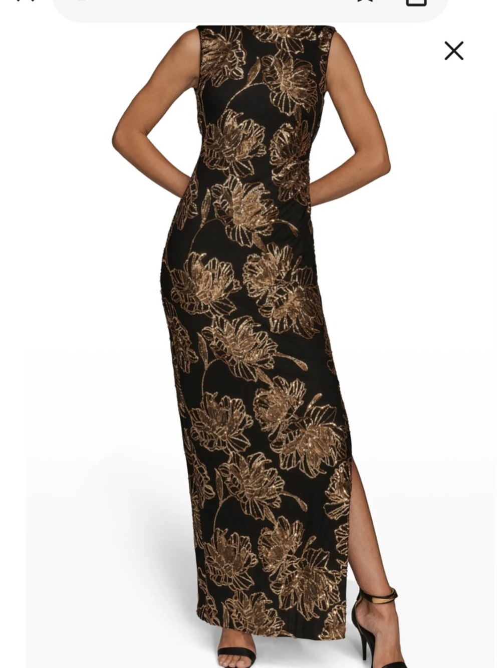 Sequin Floral Sleeveless Gown size 6 - Picture 3 of 6